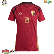 Camiseta Bélgica Timothy Castagne #21 Primera Equipación para mujer Eurocopa 2024 manga corta